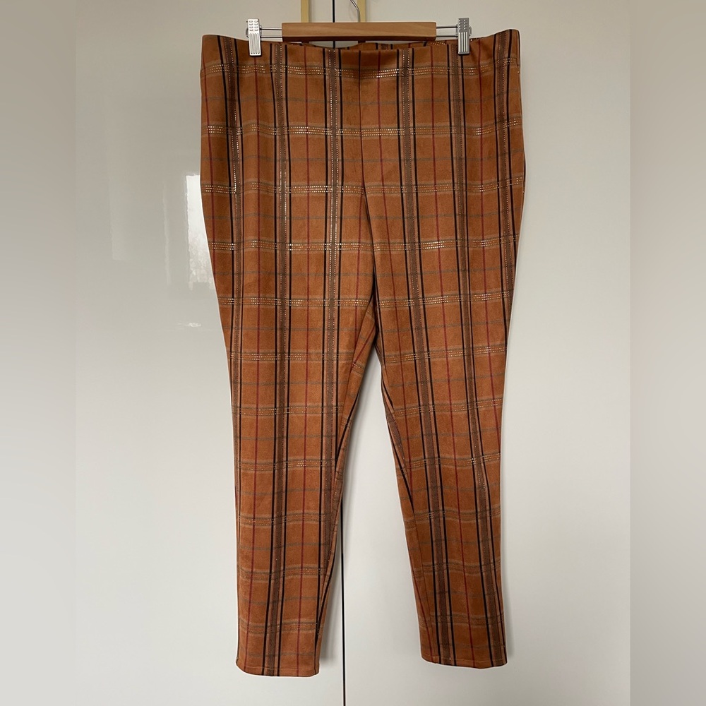 Plaid  fax suede leggings size XL